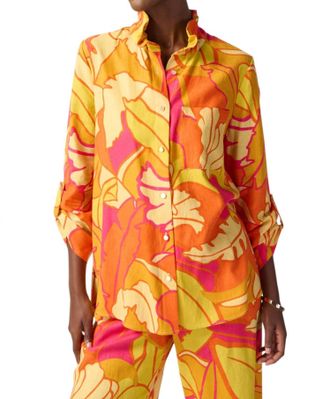 Joseph Ribkoff Tropical Print Blouse In Pink Multi