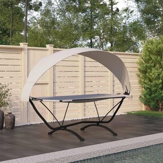 vidaXL Tumbona De Jard&iacute;n Con Dosel De Acero Y Tela Oxford Crema Vidaxl