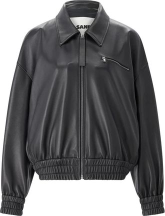 Jil Sander Bomberjack - Dames - Bomber jackets - Zwart - M - Leer - Jassen