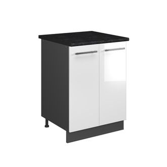 Vicco Mueble Bajo Para Fregadero Fame-line, Blanco Alto Brillo/antracita, 60 Cm, Vicco