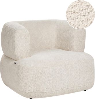 Beliani Sill&oacute;n Tapizado En Chenilla Con Respaldo Curvo Asiento Moderno Escandinavo Beige Claro Lohja