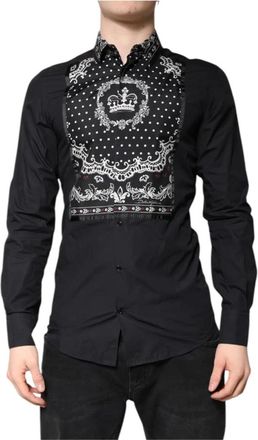 Dolce & Gabbana Gold Dress Shirt - Heren - Casual Overhemden - Zwart - XS - Katoen - Overhemden
