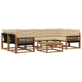vidaXL Conjunto De Sof&aacute;s De Exterior Con Coj&iacute;n 7 Pcs Natural Y Beige Vidaxl