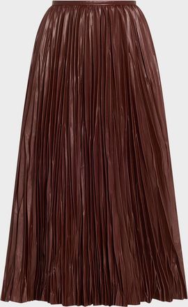 Proenza Schouler Rosalyn Pleated Vegan Leather Midi Skirt