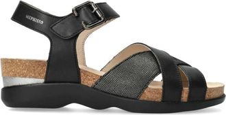 Mephisto Elegante Sleehak Sandaal - Dames - Sandalen - Zwart - 42 EU - Schoenen