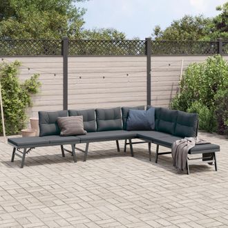 vidaXL Vidaxl - Bancos De Jard&iacute;n Cojines 4 Pzas Acero Recubrimiento Polvo Negro