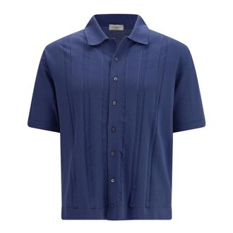 PIACENZA 1733 Piacenza 1733 - Polo met ajourdetails van katoen - Heren - Tops - Blauw - Maat: L Katoen