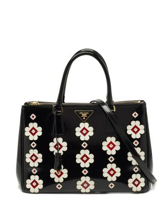 Prada Galleria floral leather tote bag - Black