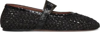 PARIS TEXAS Sveva Buckle Ballet Flat - Dames - Ballerinas - Zwart - 37 EU - Denim - Schoenen