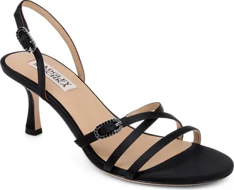 Badgley Mischka Yukon Slingback Sandal in Black Satin at Nordstrom, Size 7.5