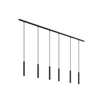 QAZQA Qazqa - Moderno Sistema De Iluminaci&oacute;n De Riel Moderno Con 6 Luces Colgantes Negras Monof&aacute;sicas - Slimline Keno Aluminio /met&aacute;lica Adecuado Para Led M
