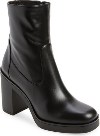Stuart Weitzman Bethenny 80 Zip Bootie in Black Leather at Nordstrom Rack, Size 9.5