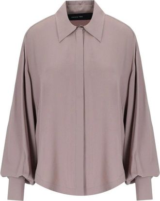 Federica Tosi Mauve Oversize Cr&ecirc;pe Shirt - Dames - Overhemden - Roze - L - Overhemden