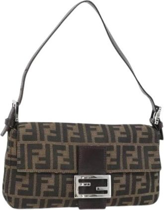 Fendi Pre-owned Zucca Canvas Shoulder Bag - Dames - Vintage Schoudertas - Bruin - ONE Size - Leer - Vintage