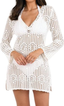 La Blanca Waverly Covers Crochet V-Neck Tunic Cover Up In Ivory