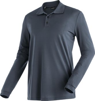 Maier Sports Langarm-Poloshirt MAIER SPORTS Ulrich L/S, Herren, Gr. 4XL, grau, 100% Polyester, Shirts Langarm-Poloshirt, Herren Polo langarm, leichtes Funktionsshi