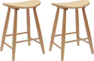 vidaXL Sillas De Comedor 2 Uds. Madera De Caucho S&oacute;lido Natural Vidaxl
