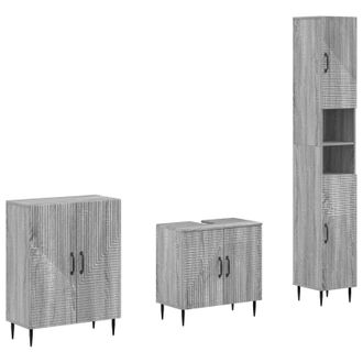 vidaXL Juego De Armarios De Ba&ntilde;o De 3 Piezas Haarlem Sonoma Gris Vidaxl
