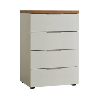 Dmora C&oacute;moda Amman, 4 Cajones, Apertura Deslizante Made In Italy, Cierre Suave, 60x43x89h Cm Blanco Brillante