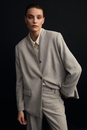 H&M Lapelless Blazer in Beige at Nordstrom, Size Xx-Small