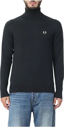 Fred Perry High-neck Trui - Heren - Coltruien - Zwart - XL - Katoen - Truien & Vesten