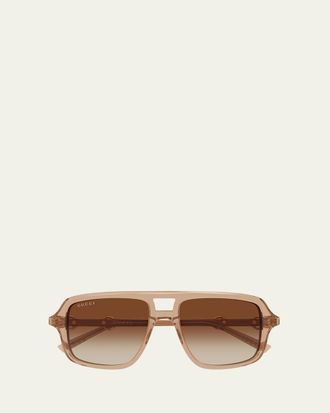 Gucci Horsebit 55mm Navigator Sunglasses