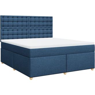 vidaXL Cama Box Spring Con Colch&oacute;n Tela Azul 180x200 Cm Vidaxl