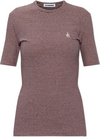 Jil Sander Gestreepte T-shirt - Dames - T-shirts - Roze - M - Katoen - Tops