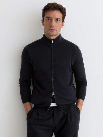 Reiss Navy Merino Wool Zip-through Gilet, Xxl