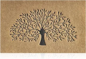 OEM Felpudo Marr&oacute;n Con Dise&ntilde;o De &Aacute;rbol, Felpudo De Interior Antideslizante Con Base De Goma Antideslizante, F&aacute;cil De Limpiar, Para Entrada, 50x80cm