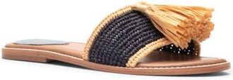 Frances Valentine Tassel Slide Sandal in Navy/Natural at Nordstrom, Size 10
