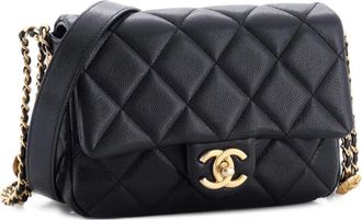 Chanel Twist Your Buttons Flap Bag Quilted Caviar Small crossbody bag - Zwart