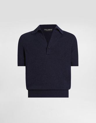 Dolce & Gabbana Cotton Blend Polo Shirt - Man Sweaters And Cardigans Blue 46