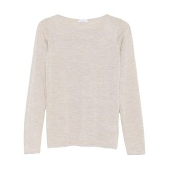 Brunello Cucinelli Tops, Dames, Bruin, M, Kasjmier, Leren Bruine Trui Kasjmiermix