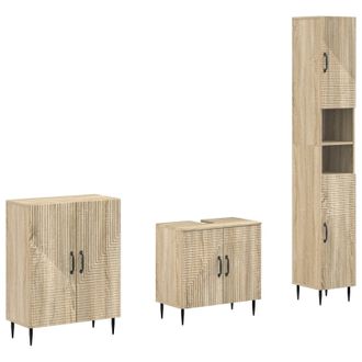vidaXL Juego De Armarios De Ba&ntilde;o De 3 Piezas Haarlem Roble Sonoma Vidaxl