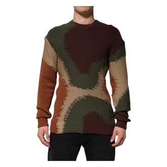 Dolce & Gabbana Round-neck Knitwear, male, Multicolor, Size: XL Crew Neck Sweater
