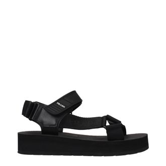 Prada Damens Schwarze Stoffsandalen