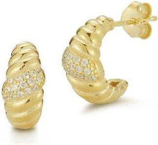 Glaze Jewelry Pav&eacute; Cubic Zirconia Twisted Huggie Hoop Earrings in Gold at Nordstrom Rack