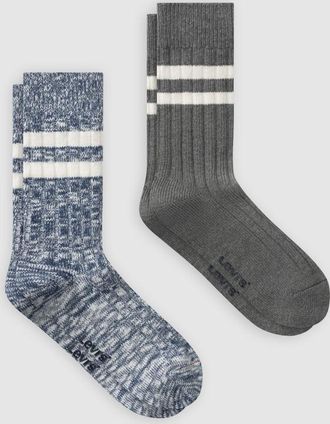 Levi's Regular Cut Mouline Bootsock 2 Pack - Hombre - 39 - Multi Colour / Blue/Grey