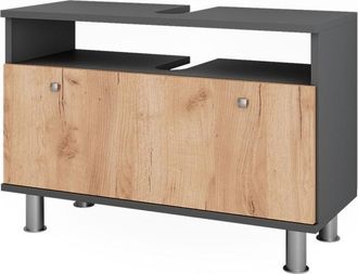 Vicco Mueble Bajo Lavabo Fynn, Antracita/roble Dorado, 80.2 X 54 Cm Con Caj&oacute;n