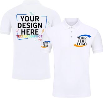 Generic Custom Polo Shirts for Women Men Design Your Own Text Logo Golf Shirt Personalised Customised Polo Shirts for Business White