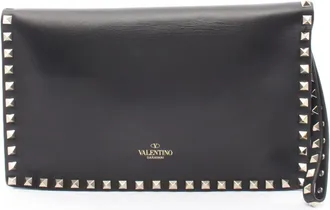 Valentino Black Leather Clutch Bag (Pre-Owned)