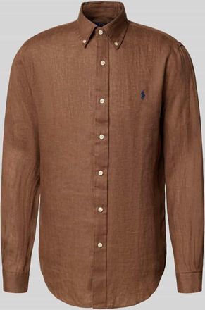 Polo Ralph Lauren Regular Fit Leinenhemd mit Button-Down-Kragen in Mittelbraun, Größe XXL