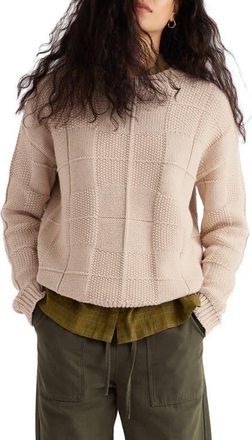 Seasalt Cornwall Hedge Rock Check Stitch Organic Cotton Blend Sweater in Knit Melange Aran at Nordstrom, Size 20 Us
