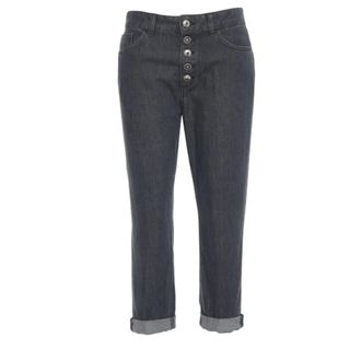 Dondup Koons Loose-fit Nappa Leren Broek - Dames - Cropped Jeans - Zwart - W30 - Leer - Jeans