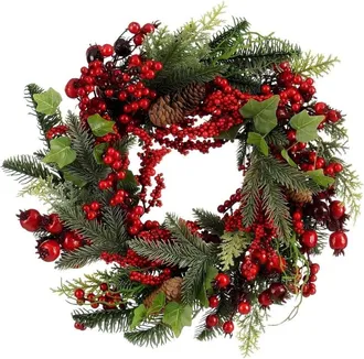 MiCa Decorations Corona decorativa norah rojo h11xb40xl40cm