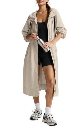 Beyond Yoga En Route Long Hooded Jacket in Sand at Nordstrom, Size X-Large