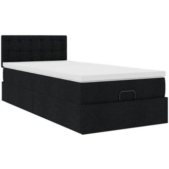 vidaXL Estructura Cama Otomana Colch&oacute;n Tela Negra 90x190 Cm Vidaxl