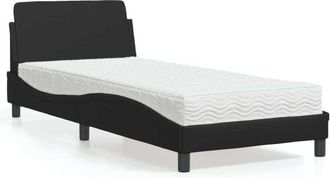 vidaXL Bed with Mattress Dover Black Single Faux Leather vidaXL