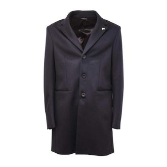 Patrizia Pepe Wollen Jas - Heren - Mantel - Blauw - L - Wol - Jassen